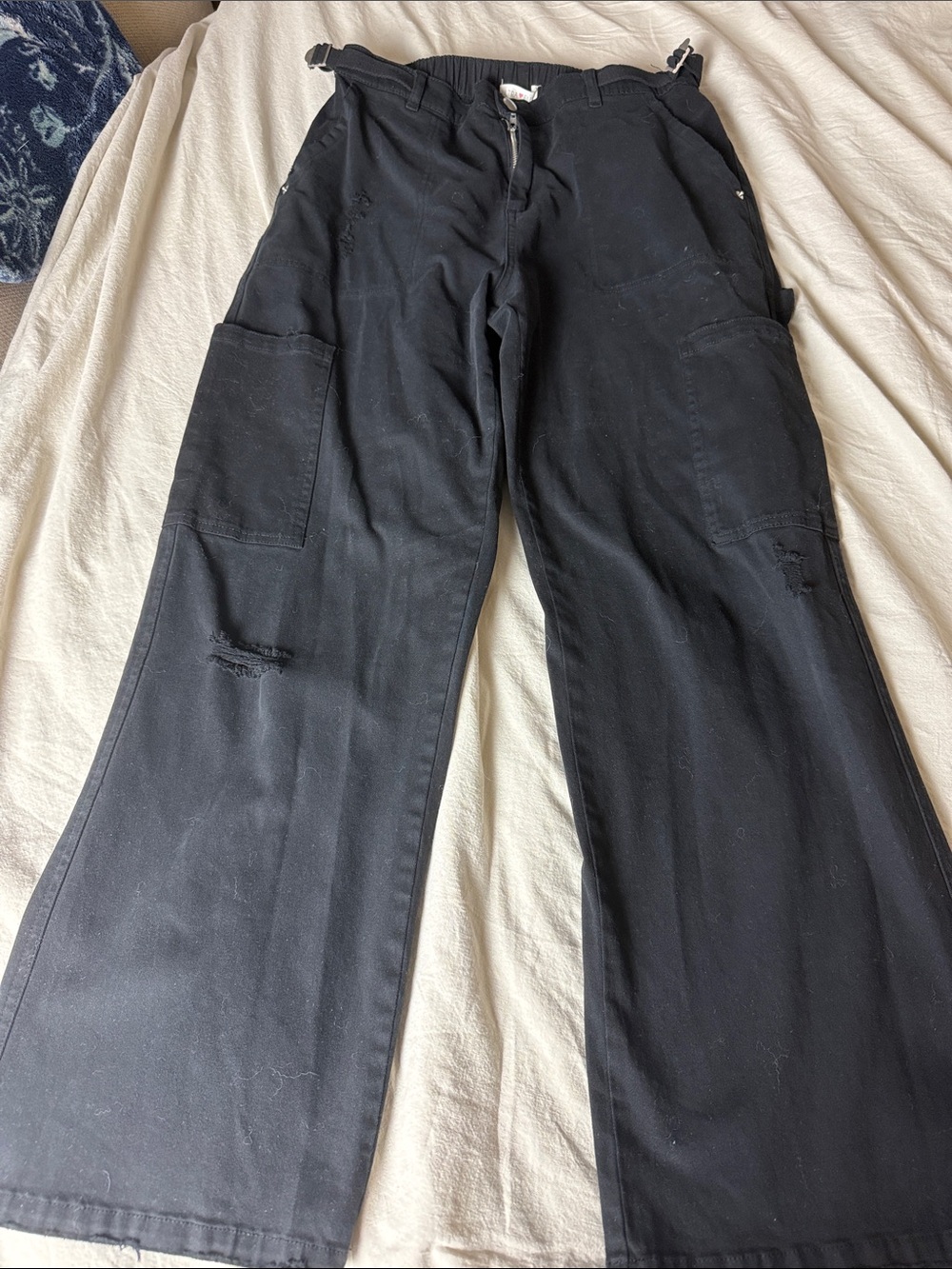 Ultra Flirt Black Cargo Wide-Leg Pants